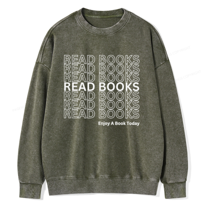 Pagewings Read Books Librarian Unisex Washed Sweatshirt