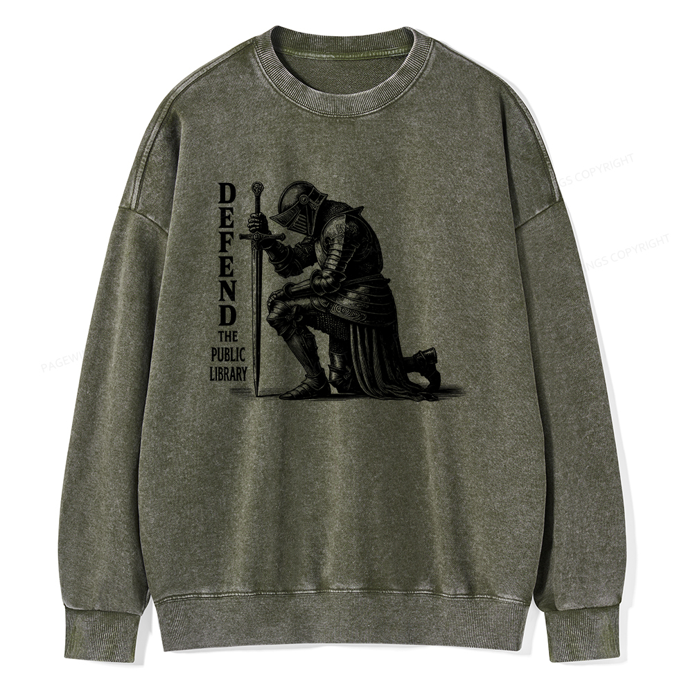 Pagewings Defend the Public Library Unisex Washed Sweatshirt