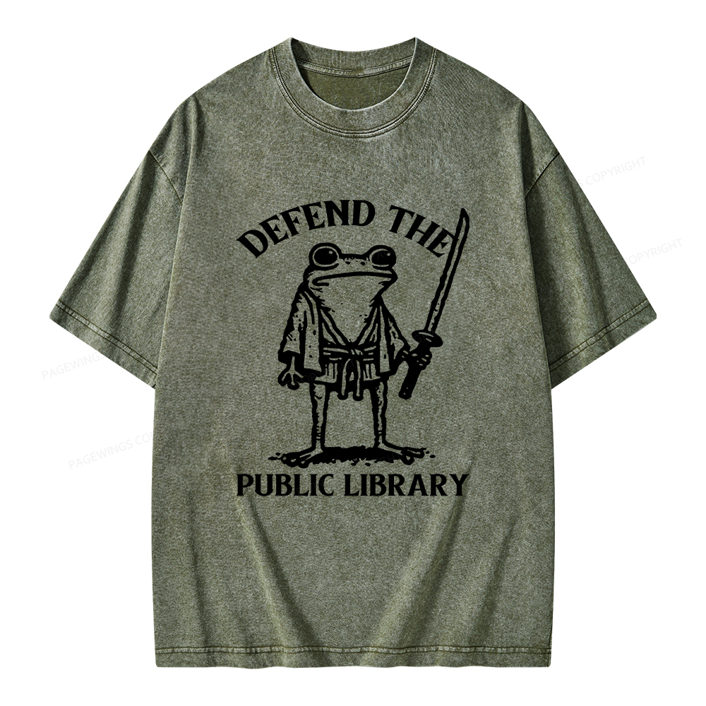 Pagewings Defend Your Public Library Unisex Washed T-shirt