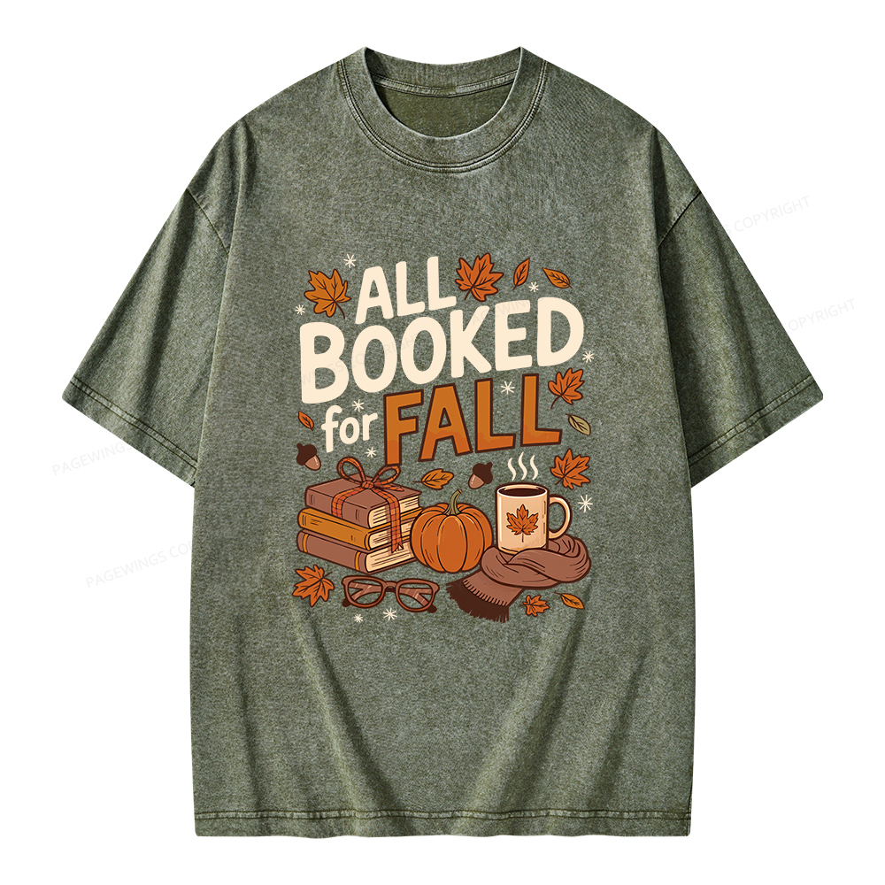 Pagewings All Booked For Fall Unisex Washed T-shirt