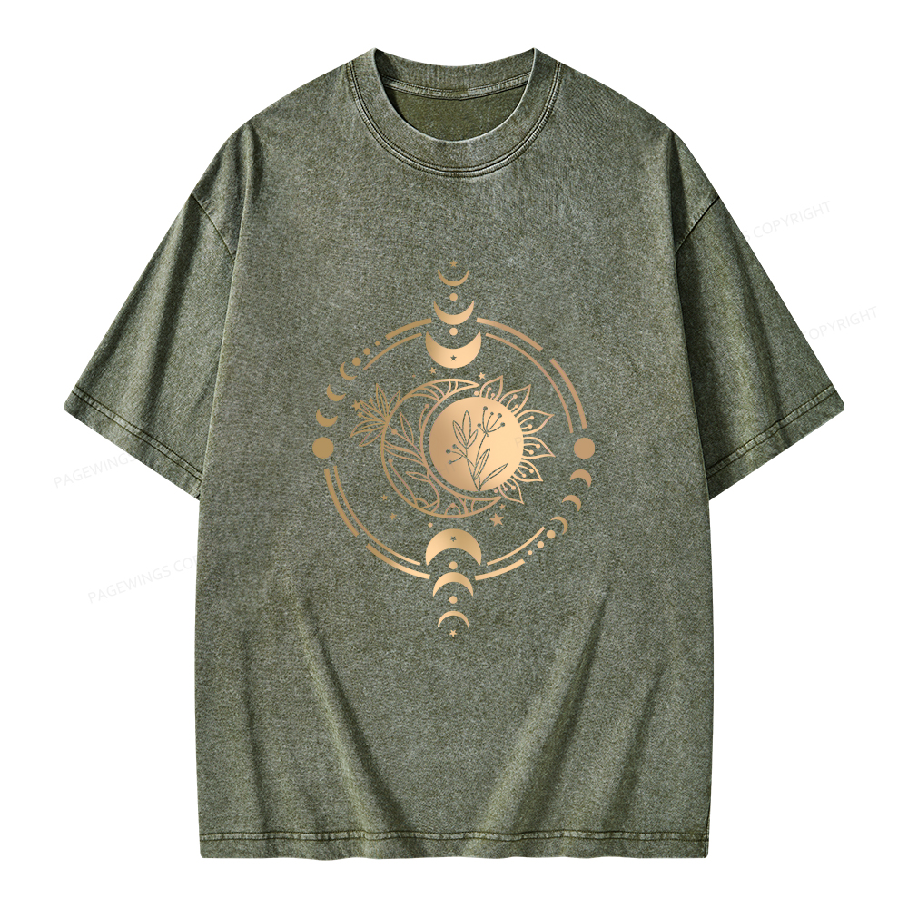 Pagewings Mystic Moon And Sun Unisex Washed T-shirt