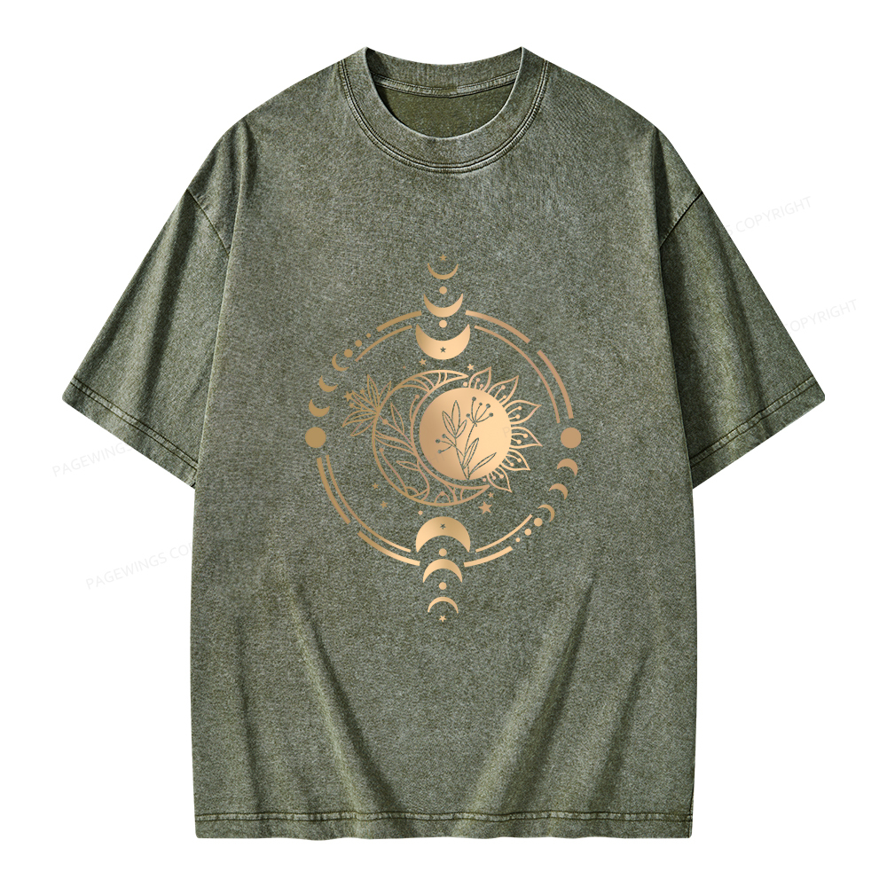 Pagewings Mystic Moon And Sun Unisex Washed T-shirt