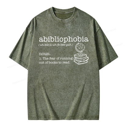 Pagewings Abibliophobia Unisex Washed T-shirt