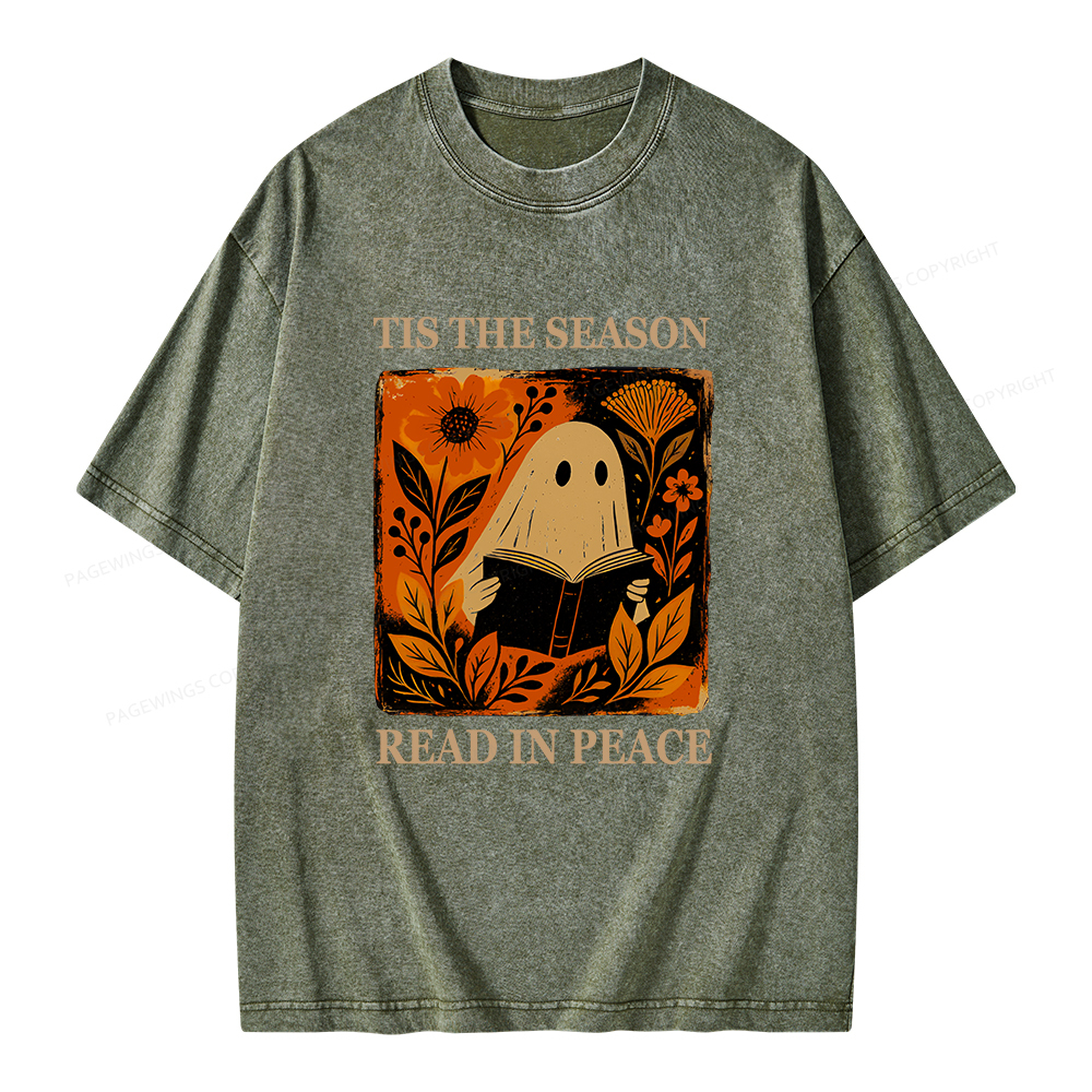 Pagewings Tis The Season Read In Peace Unisex Washed T-shirt