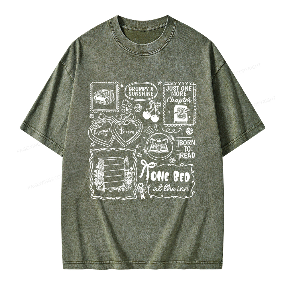 Pagewings Romance Book Lover Unisex Washed T-shirt