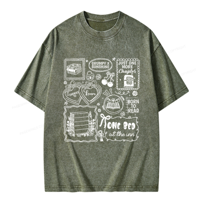 Pagewings Romance Book Lover Unisex Washed T-shirt