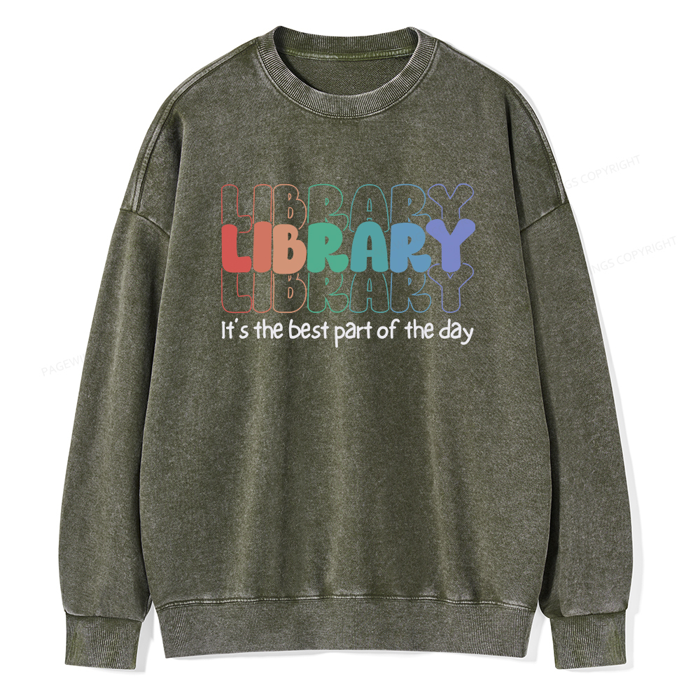 Pagewings School Librarian Shirt, Library Shirt Unisex Washed Sweatshirt