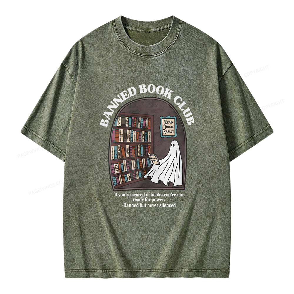 Pagewings Banned Book Club Unisex Washed T-shirt