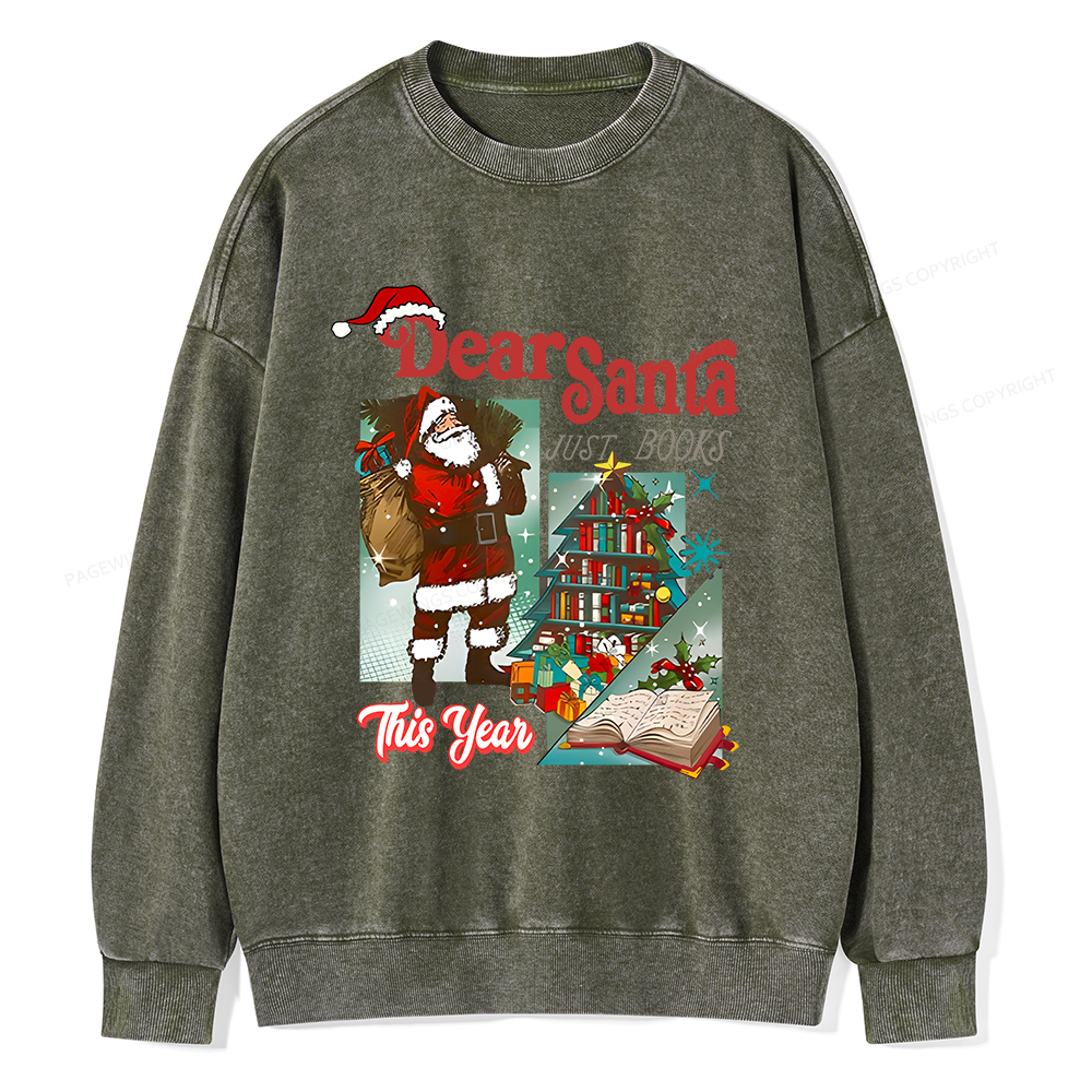 Pagewings Christmas Santa Reader Holiday Unisex Washed Sweatshirt
