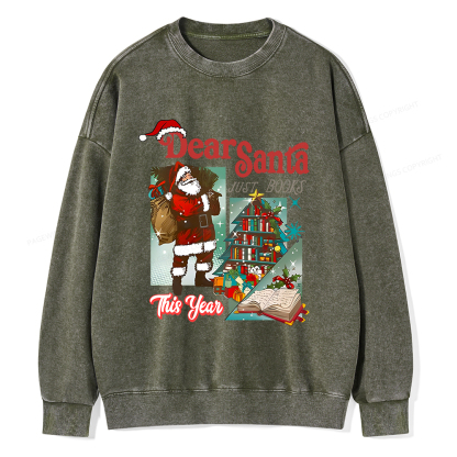 Pagewings Christmas Santa Reader Holiday Unisex Washed Sweatshirt