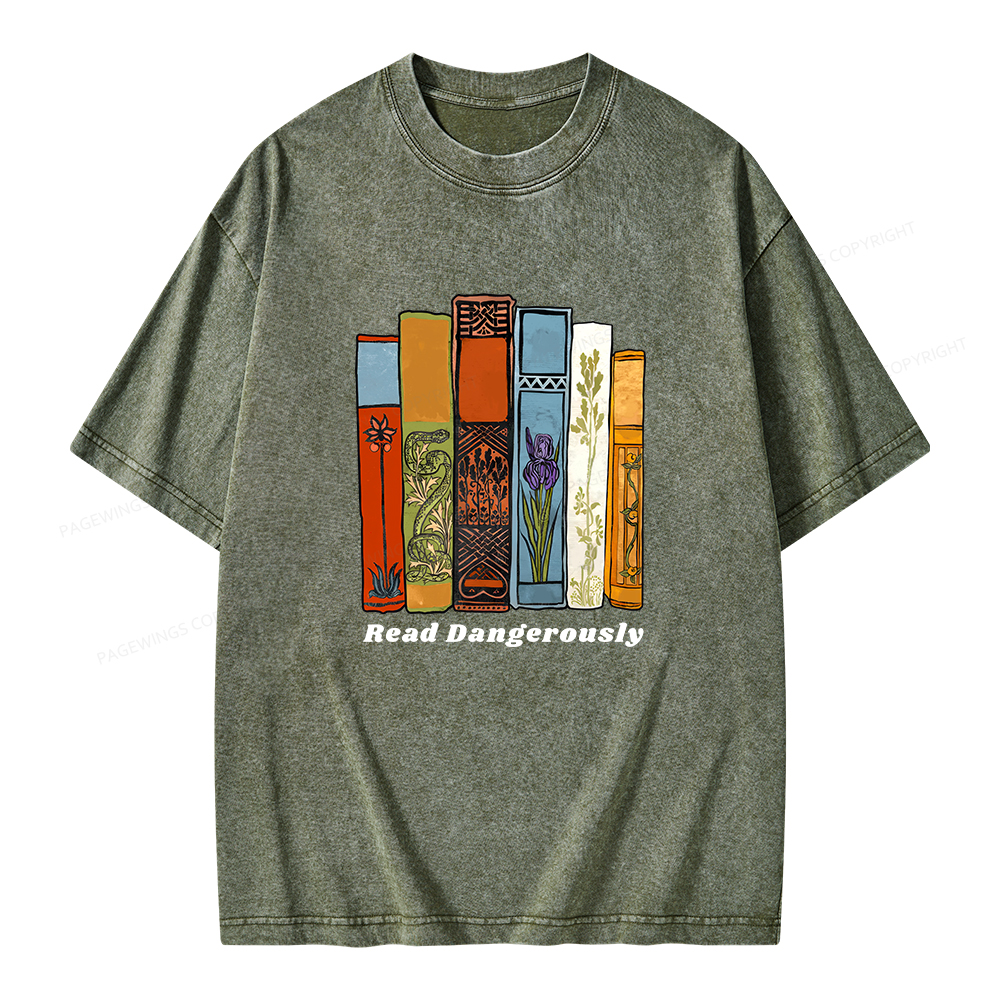 Pagewings Read Dangerously Unisex Washed T-shirt