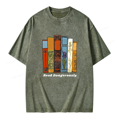 Pagewings Read Dangerously Unisex Washed T-shirt