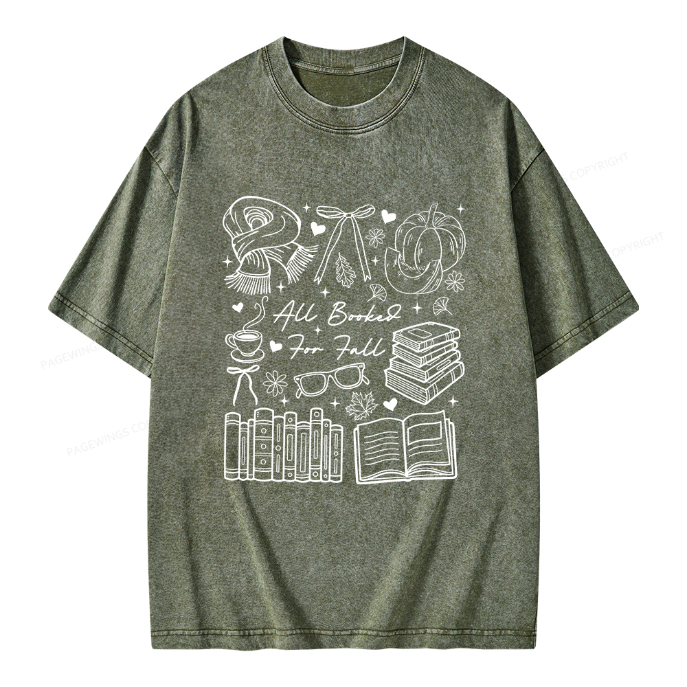 Pagewings All Booked for Fall Unisex Washed T-shirt
