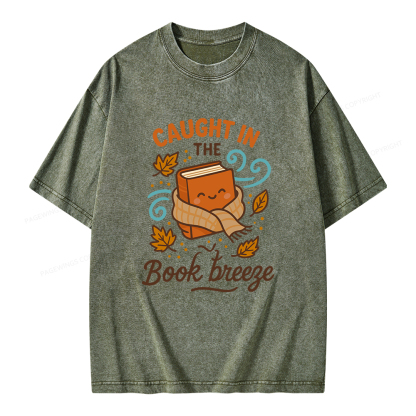 Pagewings Caught In The Book Breeze Unisex Washed T-shirt