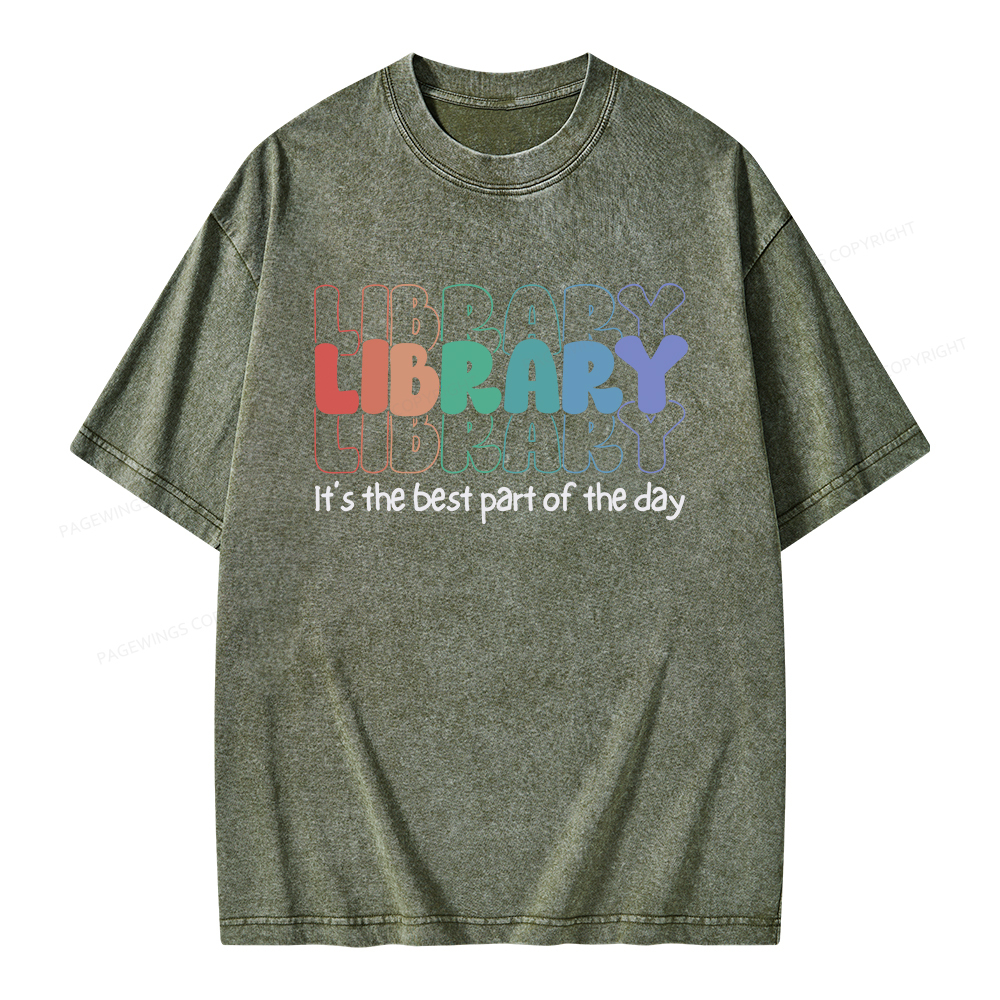 Pagewings School Librarian Shirt, Library Shirt Unisex Washed T-shirt