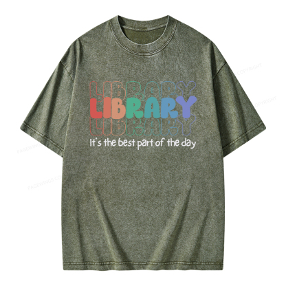 Pagewings School Librarian Shirt, Library Shirt Unisex Washed T-shirt