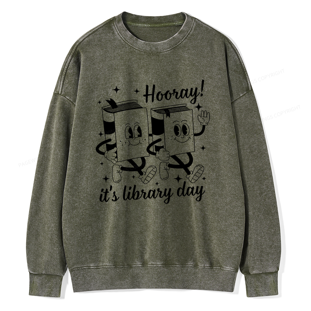 Pagewings School Librarian Shirt, Library Shirt Unisex Washed Sweatshirt