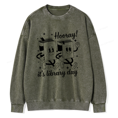Pagewings School Librarian Shirt, Library Shirt Unisex Washed Sweatshirt