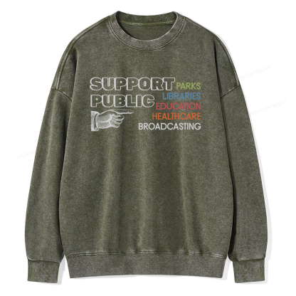 Pagewings Support Public Parks Libraries Education Unisex Washed Sweatshirt