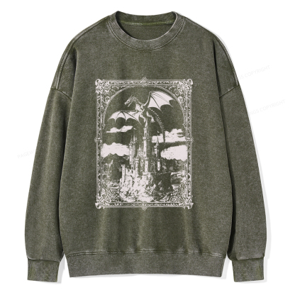 Pagewings Vintage Dragon Unisex Washed Sweatshirt