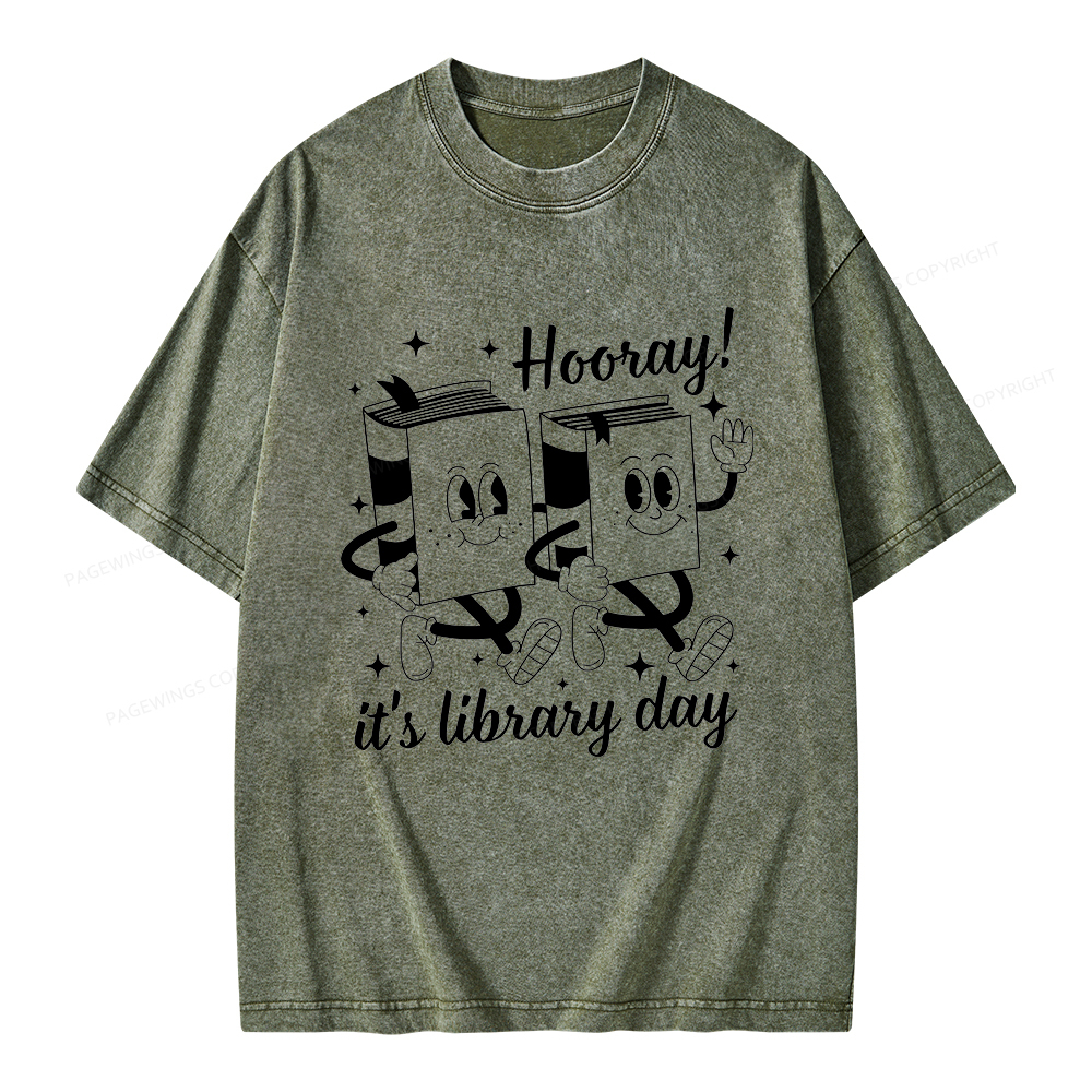 Pagewings School Librarian Shirt, Library Shirt Unisex Washed T-shirt