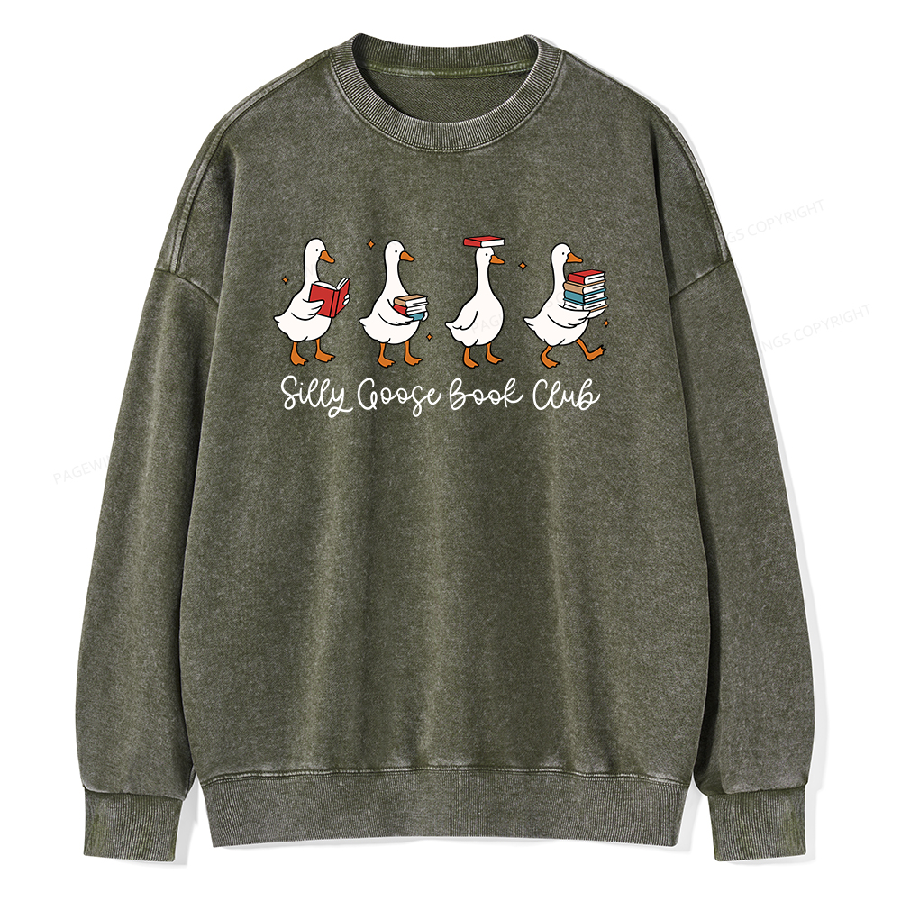 Pagewings Silly Goose Book Club Unisex Washed Sweatshirt