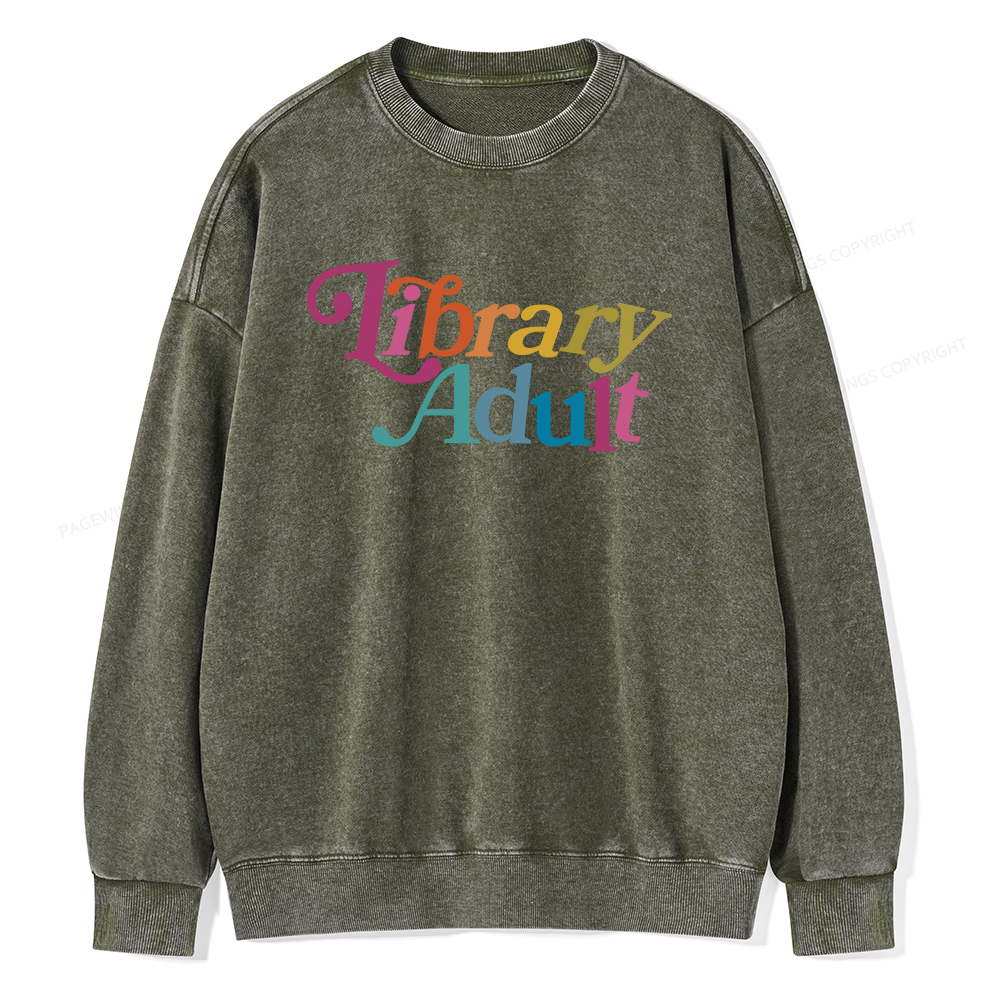 Pagewings Library Adult, Library Kid Unisex Washed Sweatshirt