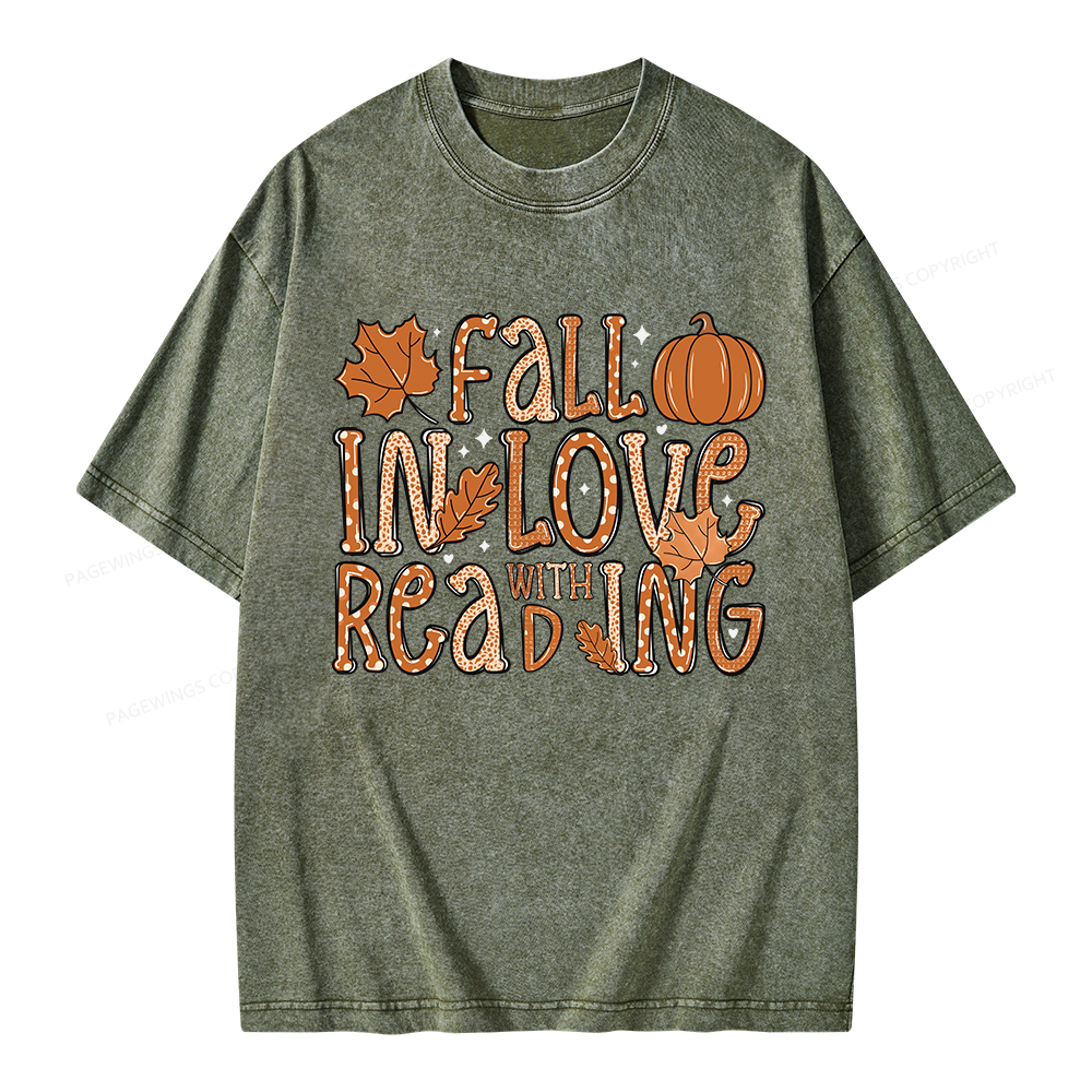 Pagewings Fall In Love With Reading Unisex Washed T-shirt