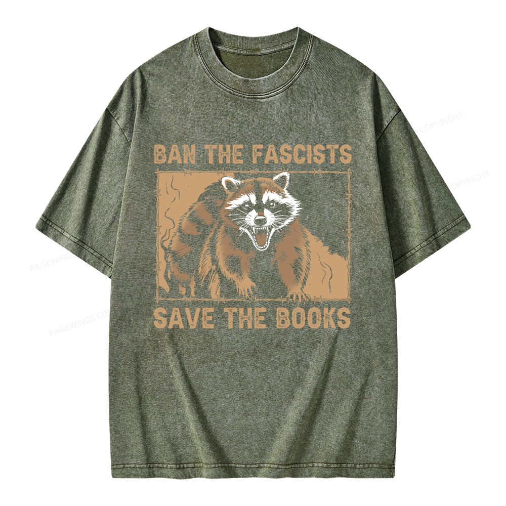 Pagewings Ban The Fascists Save The Books Unisex Washed T-shirt