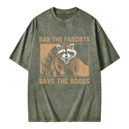 Pagewings Ban The Fascists Save The Books Unisex Washed T-shirt