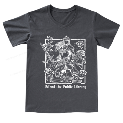 Pagewings Defend The Public Library V-neck T-shirt