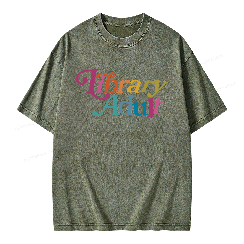 Pagewings Library Adult, Library Kid Unisex Washed T-shirt