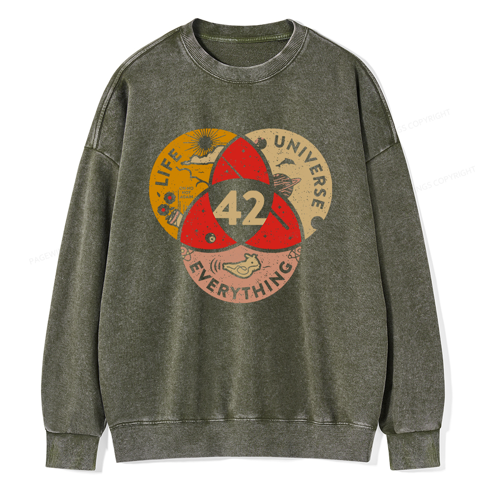 Pagewings 42 The Answer To Life The Universe And Everything Unisex Washed Sweatshirt