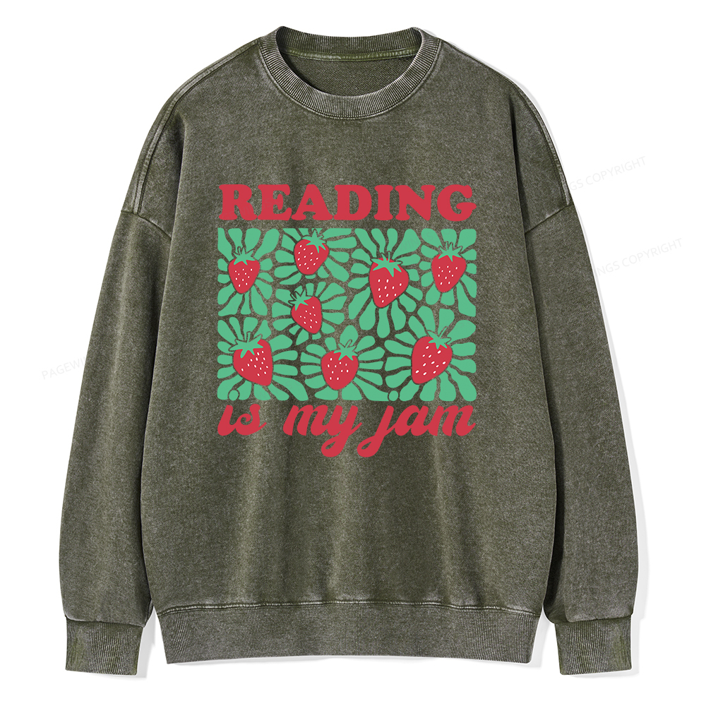 Pagewings Reading Is My Jam Unisex Washed Sweatshirt