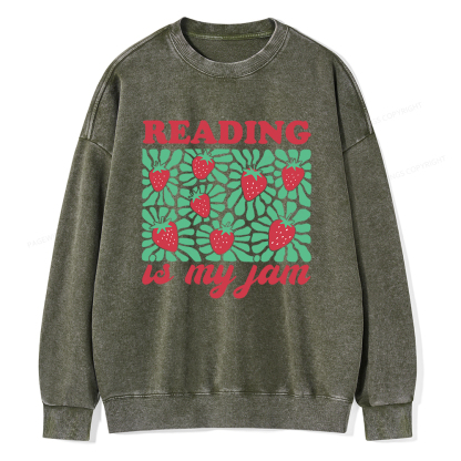 Pagewings Reading Is My Jam Unisex Washed Sweatshirt