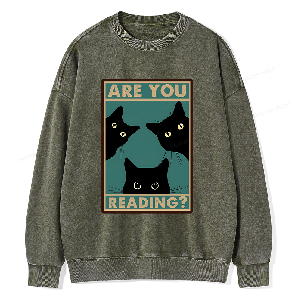 Pagewings Are You Reading Unisex Washed Sweatshirt