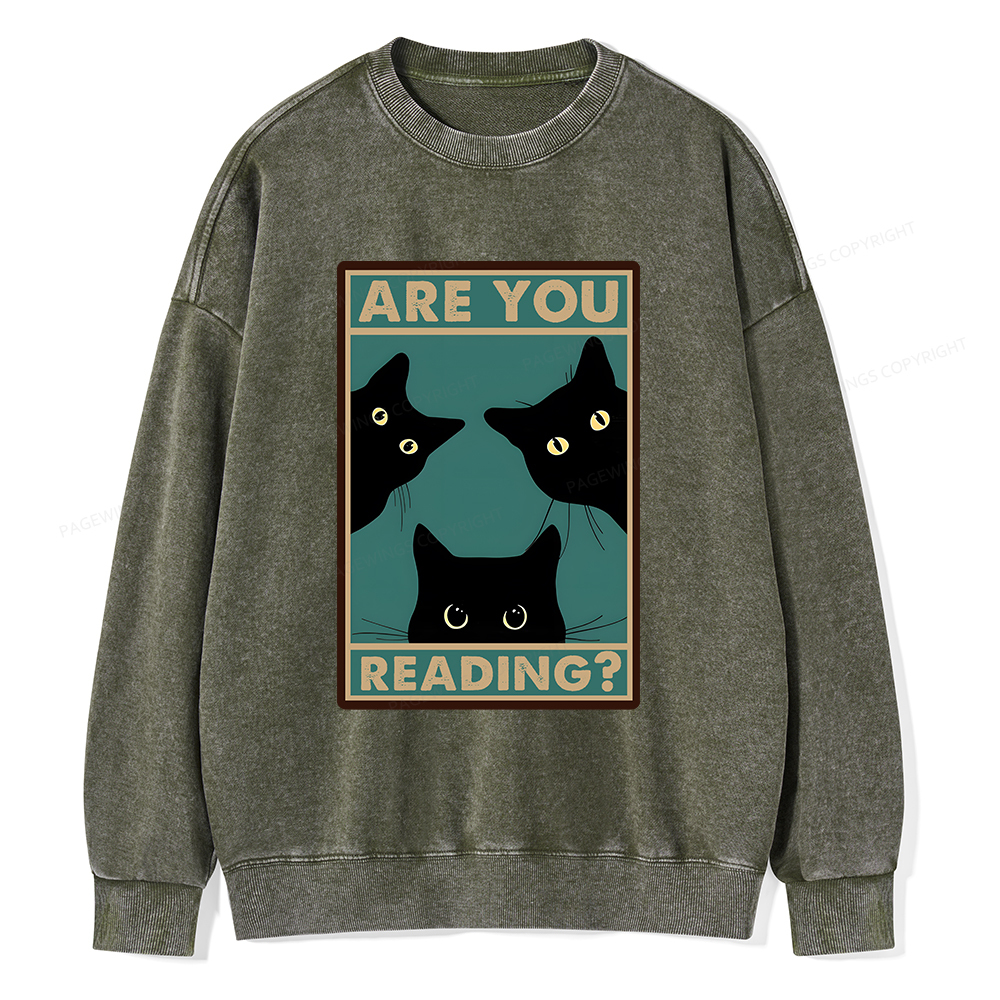 Pagewings Are You Reading Unisex Washed Sweatshirt