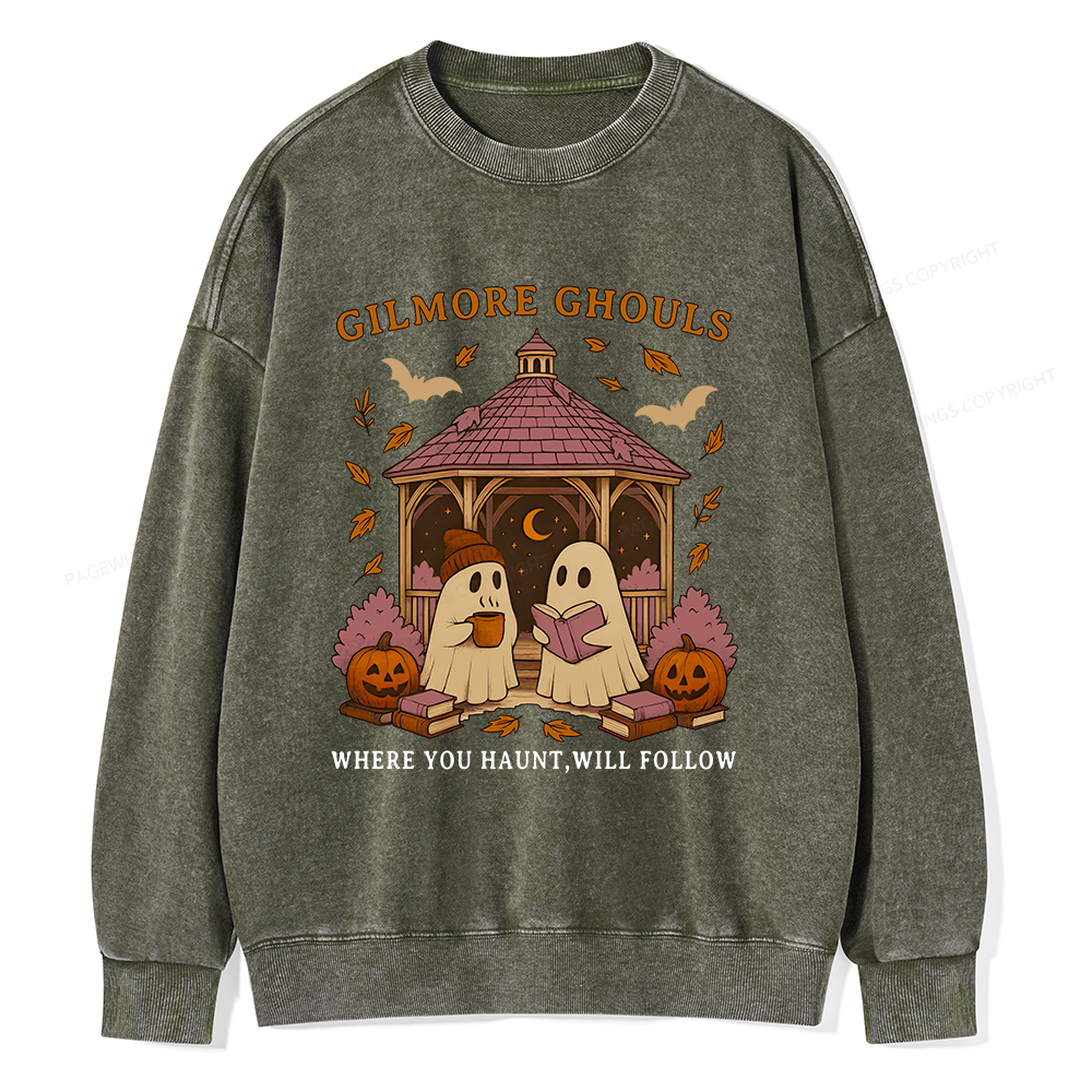 Pagewings Gilmore Ghouls Unisex Washed Sweatshirt