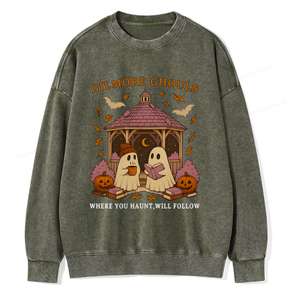 Pagewings Gilmore Ghouls Unisex Washed Sweatshirt