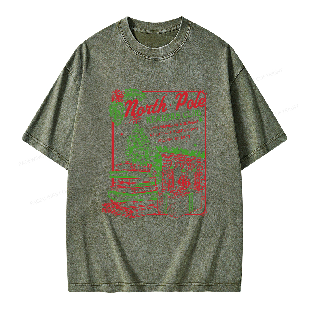 Pagewings Bookish Christmas Unisex Washed T-shirt