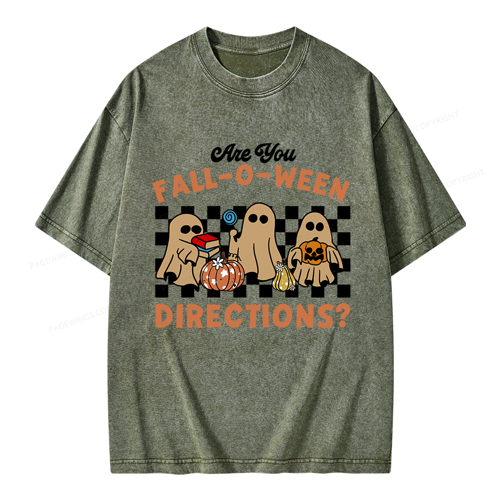 Pagewings Are You Fall-O-Ween Directions Unisex Washed T-shirt