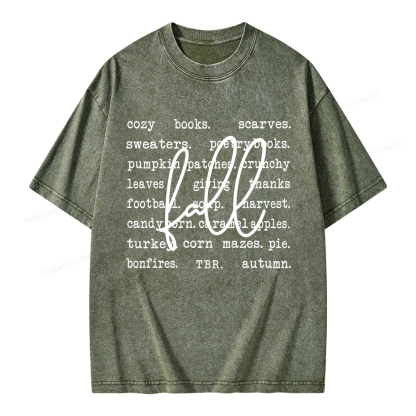Pagewings Fall Cozy Season Book Lover Unisex Washed T-shirt
