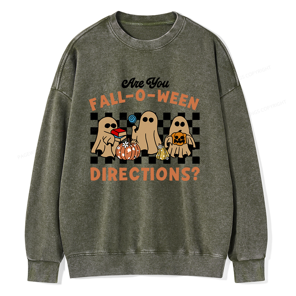 Pagewings Are You Fall-O-Ween Directions Unisex Washed Sweatshirt