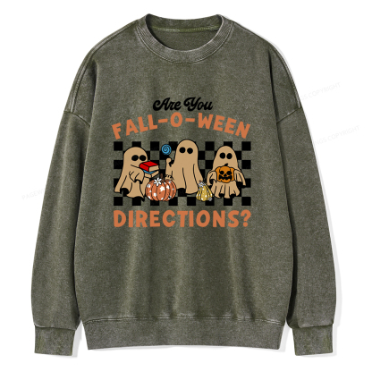 Pagewings Are You Fall-O-Ween Directions Unisex Washed Sweatshirt