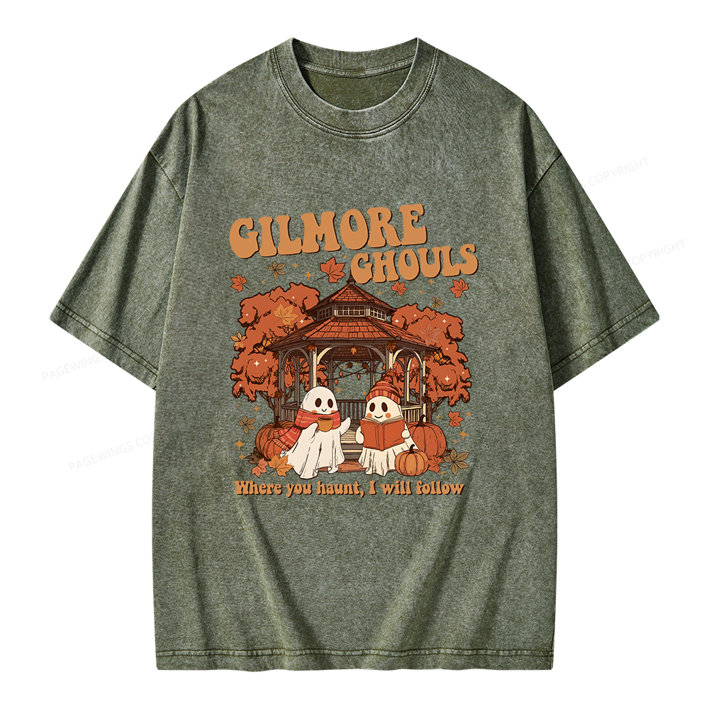 Pagewings Gilmore Ghouls Unisex Washed T-shirt