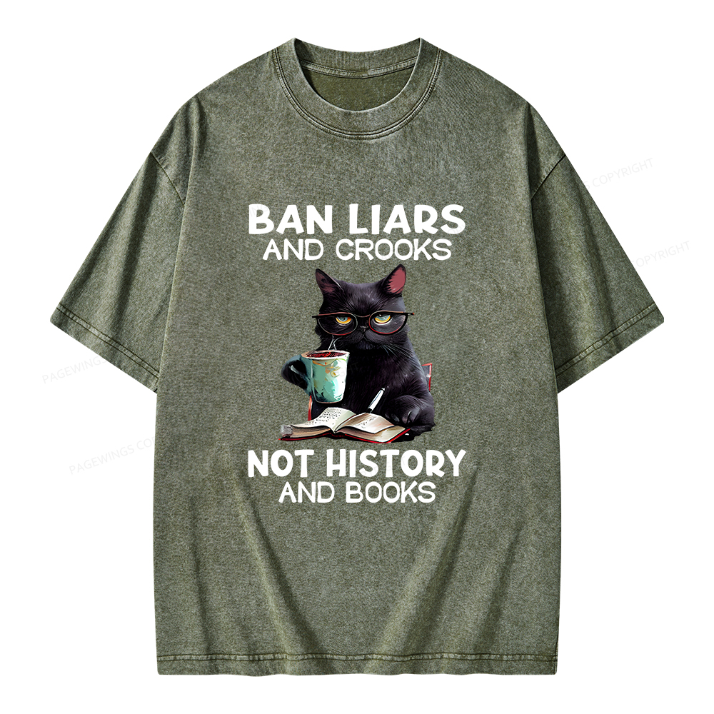 Pagewings Ban Liars And Crooks Not History And Books Unisex Washed T-shirt