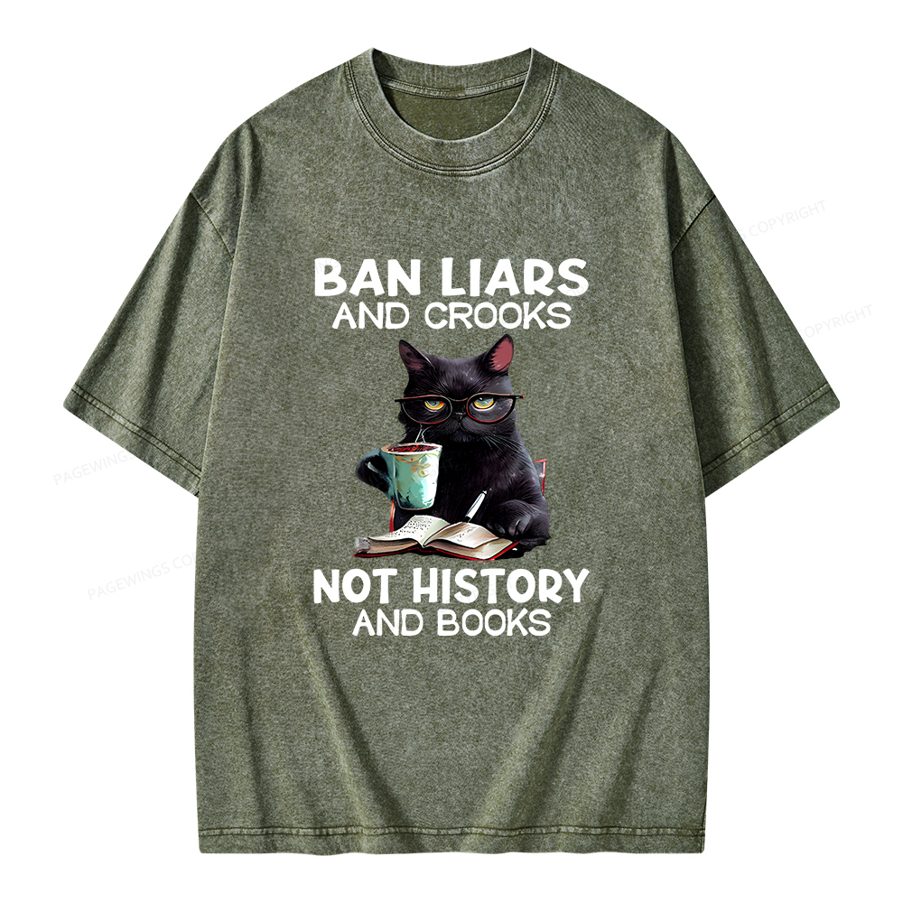 Pagewings Ban Liars And Crooks Not History And Books Unisex Washed T-shirt