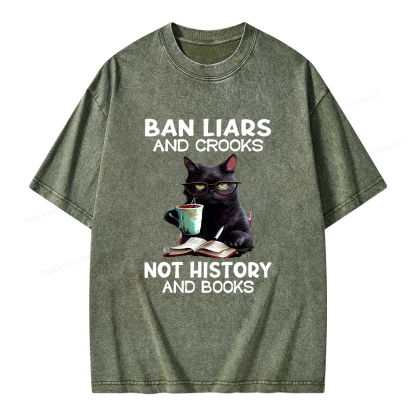 Pagewings Ban Liars And Crooks Not History And Books Unisex Washed T-shirt