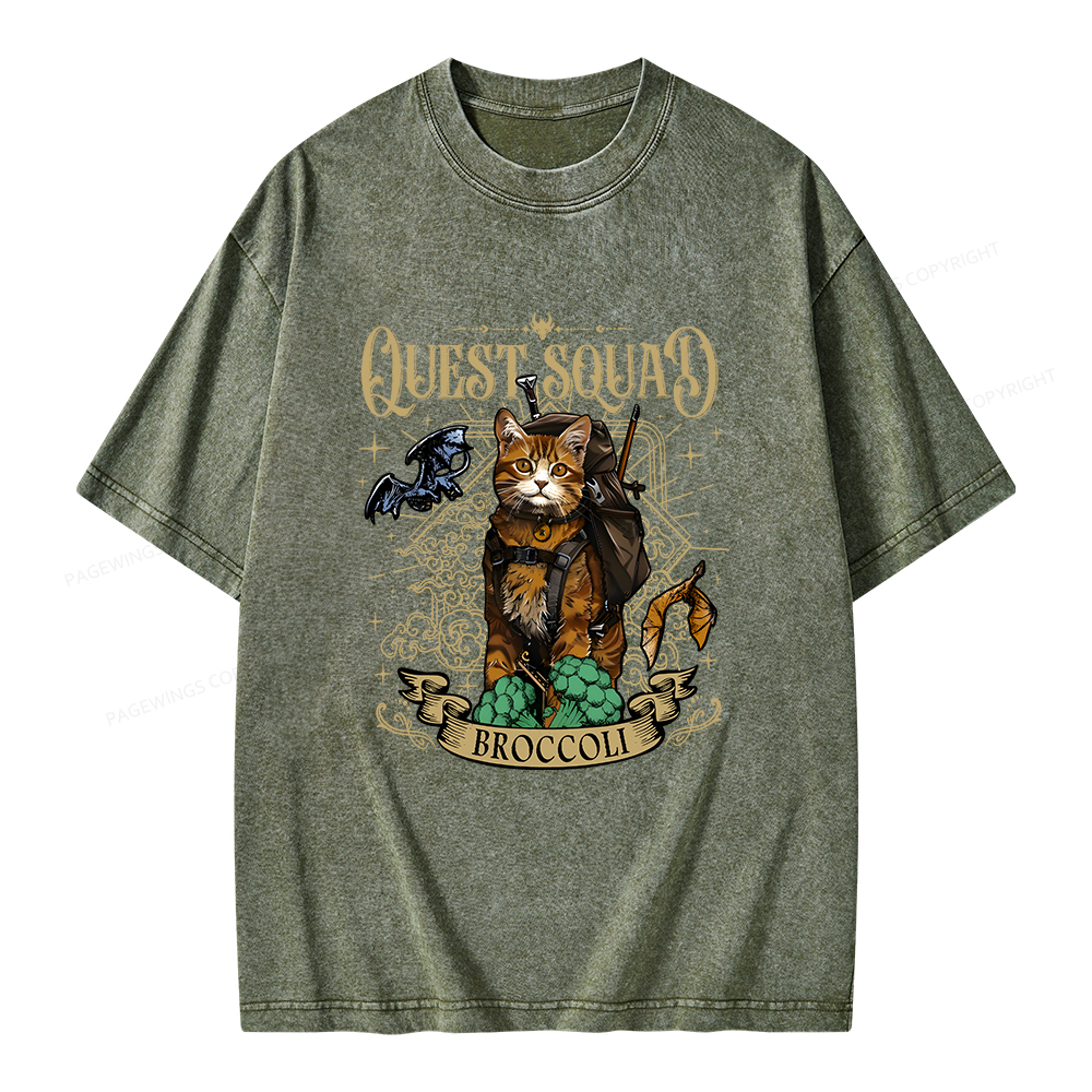 Pagewings Quest Squad Broccoli Unisex Washed T-shirt