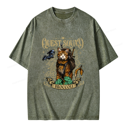 Pagewings Quest Squad Broccoli Unisex Washed T-shirt